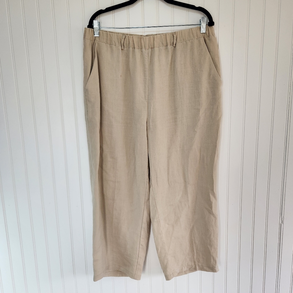 QUINCE Oatmeal Driftwood Neutral 100% European Linen Pull On Pants Large